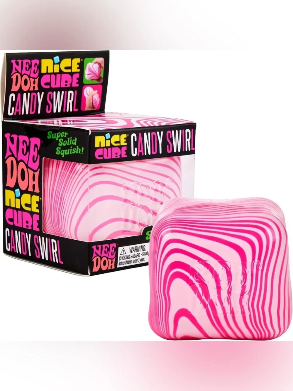 Nice Cube Candy Swirl Super Solid Squish - Pink White